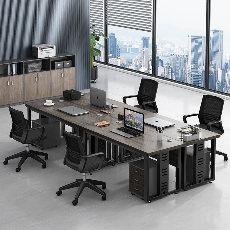 Escritorio de oficina simple Escritorio de personal moderno mesa de oficina y silla combinación 2/4/6 personas Escritorio de oficina Mesa de computadora financiera