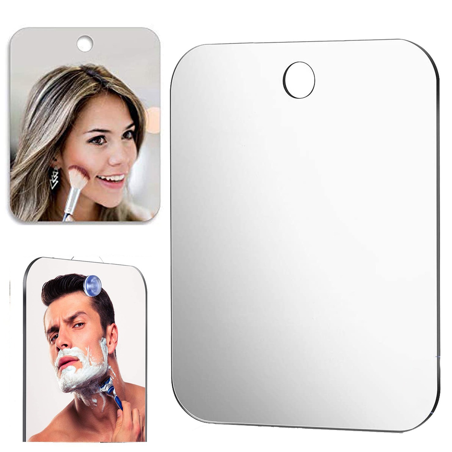 浴室旅行的镜子，防摔防雾镜子 吸盘悬挂剃须镜子Fogless Mirror