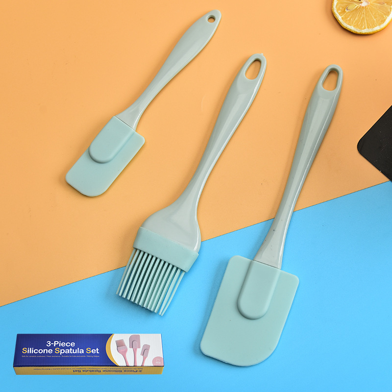 Household Cream Scraper Three-piece Silicone Oil Brush Baking Cake Cream Spatula Silicone Baking Tool suit