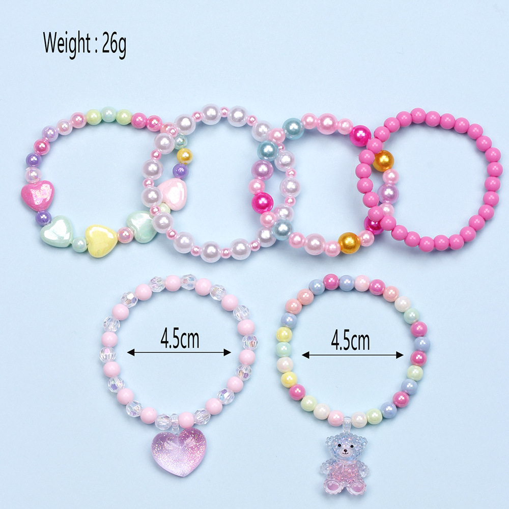 Sweet Rainbow Heart Shape Plastic Beaded Bracelets