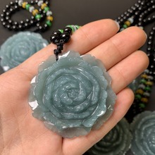 花开富贵翡翠吊坠批发正品危料翡翠A货天然玉石牡丹花玉佩配饰品