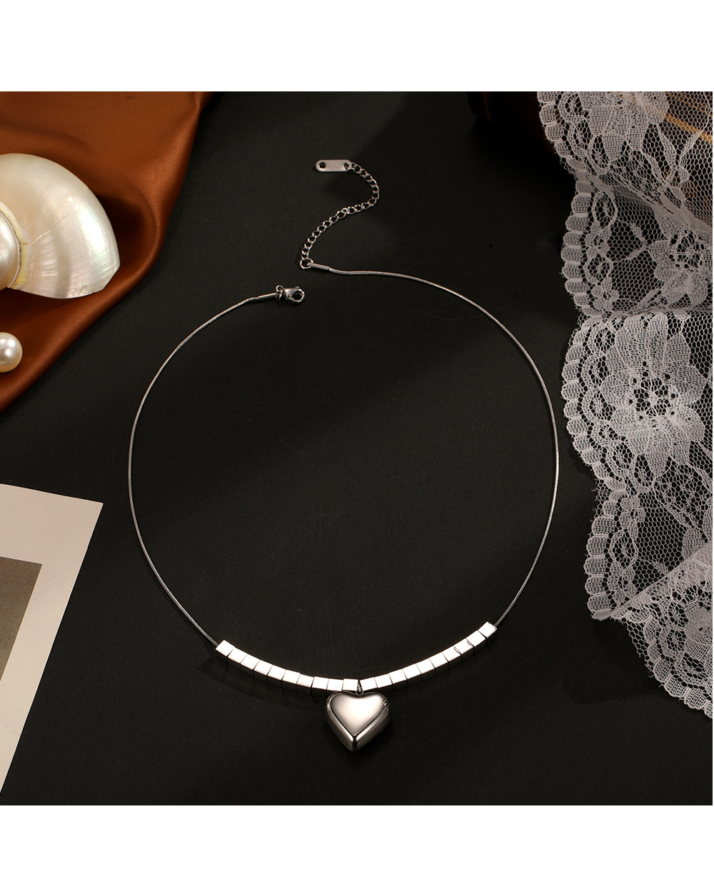 Fashion Heart Shape Stainless Steel Gold Plated Pendant Necklace