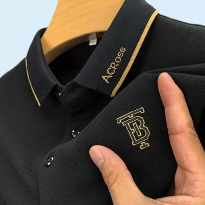 Camiseta de manga corta de los hombres de verano solapa bordada más el tamaño de la camisa de polo joven y de mediana edad de negocios casual de comercio exterior de los hombres top