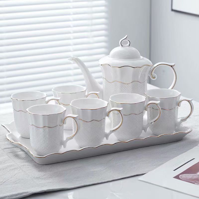 欧式轻奢水具乔迁茶具套装家用客厅茶杯杯子陶瓷水杯结婚杯具水壶|undefined