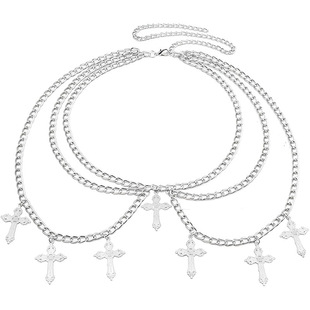 Cross-Border Personalized Retro Metal Waist Chain Accessories Ins Denim Skirt Decorative Chain Punk Style Cross Design