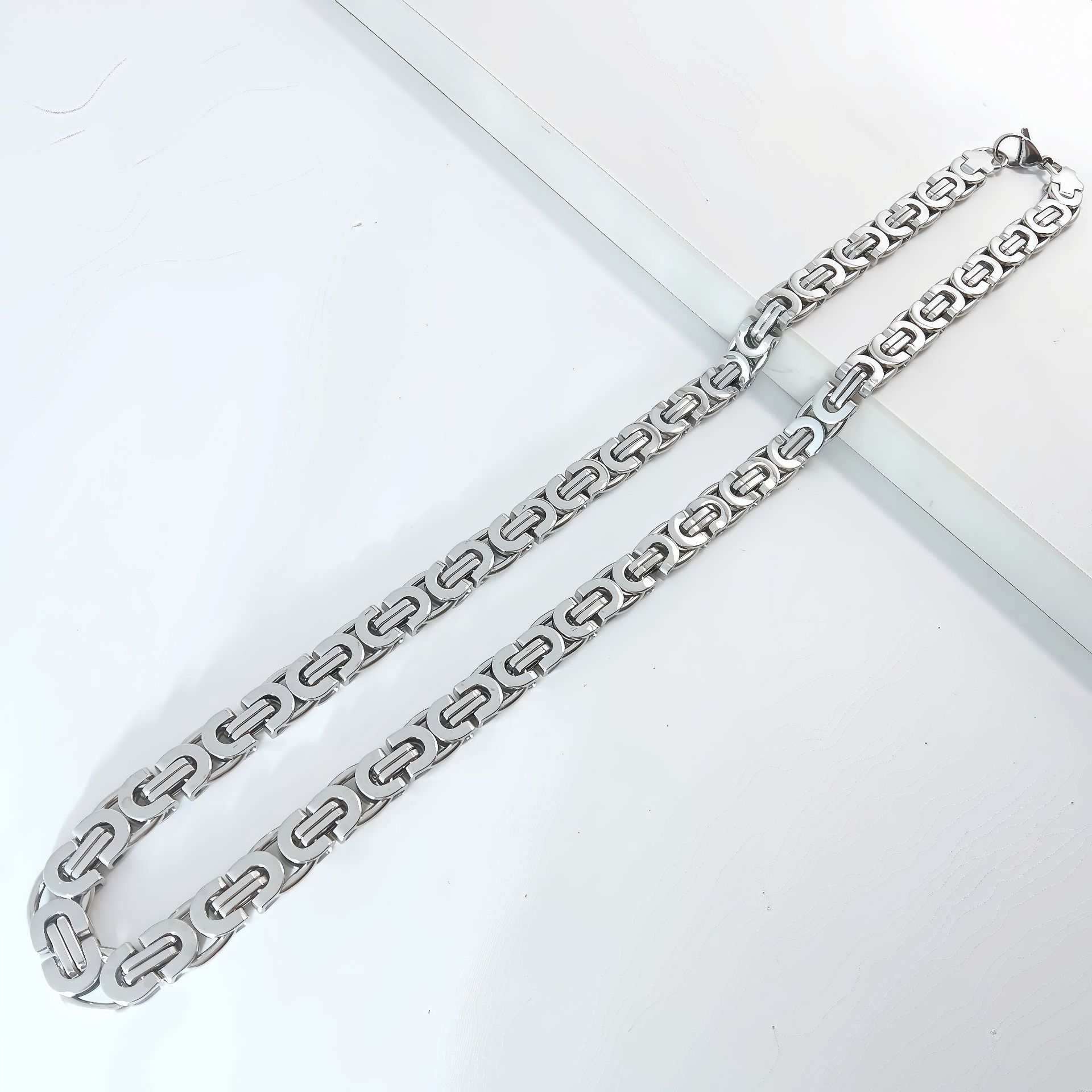 Unbranded Byzantine Chain Necklace Stainless Steel Silver