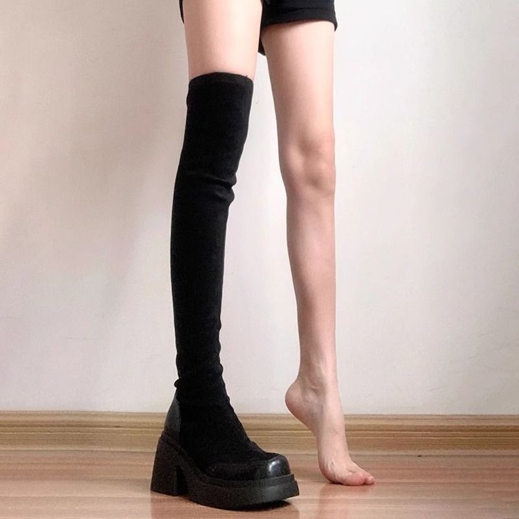 2023 Nuovo autunno elastico sottile ginocchio sopra stivali da cavaliere alti Stivali piccoli e alti_voghion.com