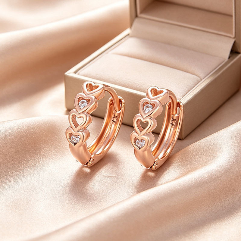 Pendientes de Aro con Zirconia de Aleación de Cobre Bañado en Oro de 18K