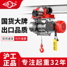 沪工小型家用升降吊机220v室外起重机带4轮跑车20米微型电动葫芦