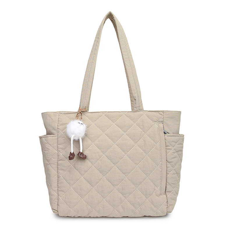 Women's autumn and winter fashion diamond down bag texture large capacity cotton bag women wholesale commuter shoulder tote bag_voghion.com