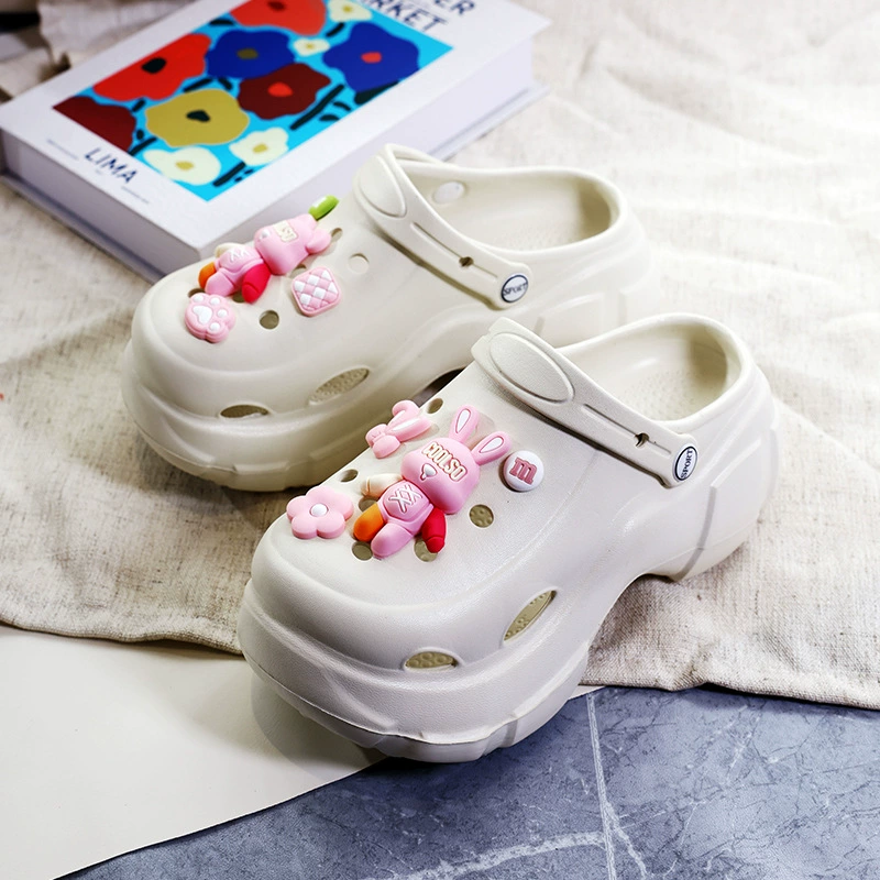 Женские сабо на толстой подошве, верхняя одежда, нескользящие тапочки, сандалии для отдыха на открытом воздухе, летний стиль.