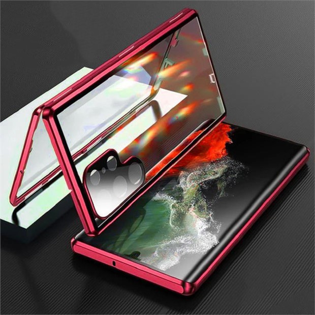 Funda magnética de doble cara de vidrio y metal para teléfono móvil Samsung S25 Ultra, compatible con S24, con protección anticaídas.
