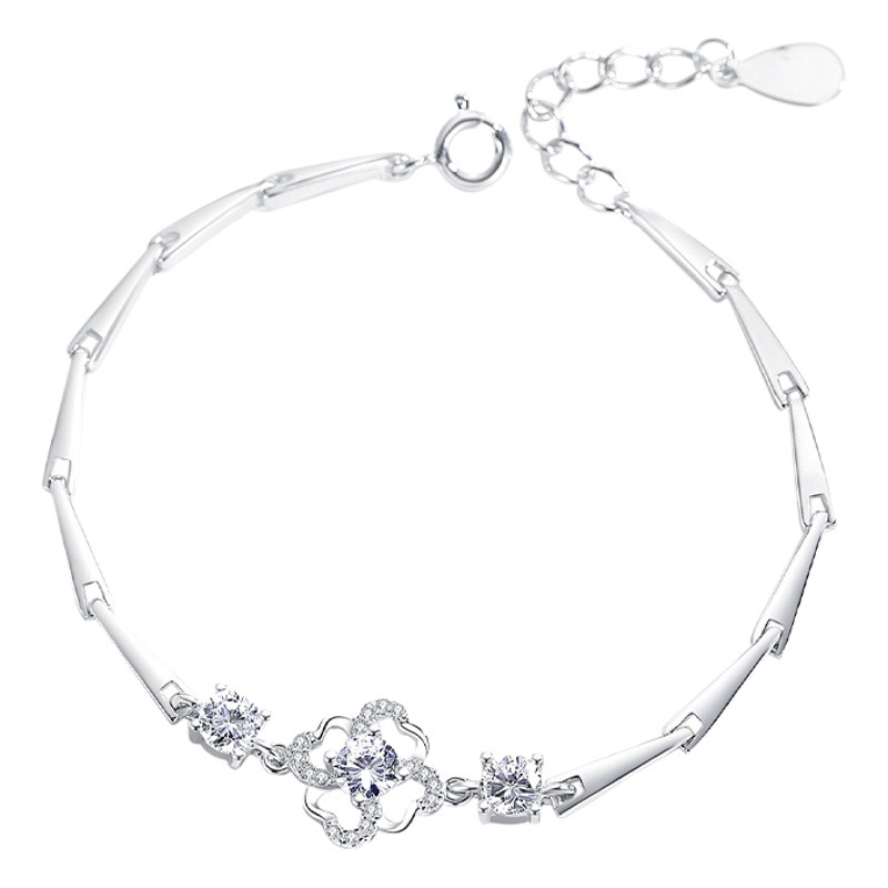 Trébol s925 pulsera de plata esterlina mujer ins nicho diseño pulsera pareja novias estudiante estilo coreano simple personalidad