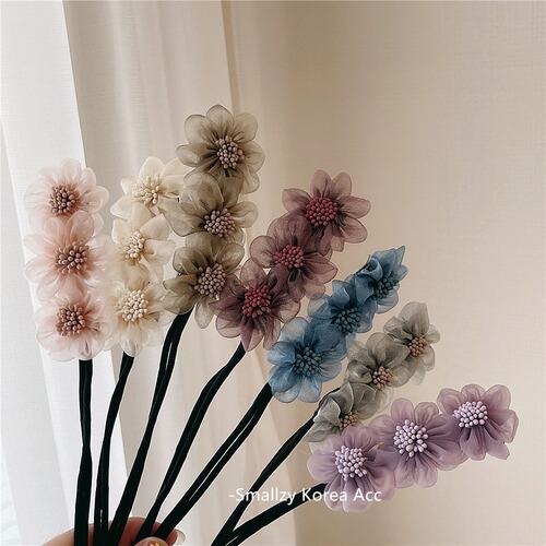 Korea's super fairy organza flower ball head hair iron sweet temperament internet celebrity lazy braiding hair styling artifact for women