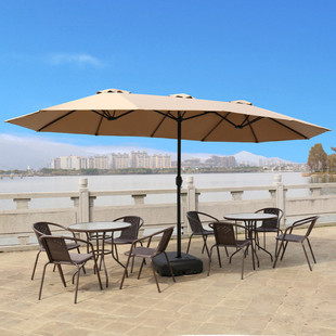 X1F Outdoor Parasol Three-Head Umbrella Roman Umbrella Commercial Large Sun Umbrella Rectangular Center Column Courtyard Umbrella Outdoor