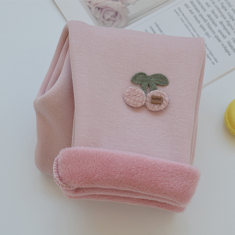 Polainas de las niñas forradas de lana engrosada primavera y otoño desgaste exterior 2022 invierno Nuevo bebé cálido pantalones de algodón pantalones de estilo occidental de los niños