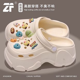 Summer Eva Casual Cartoon Non-Smell Toe-Toe Slippers for Outer Wear Non-Slip Two-Wear Work Clothing New Hole Shoes for Women Wear-Resistant