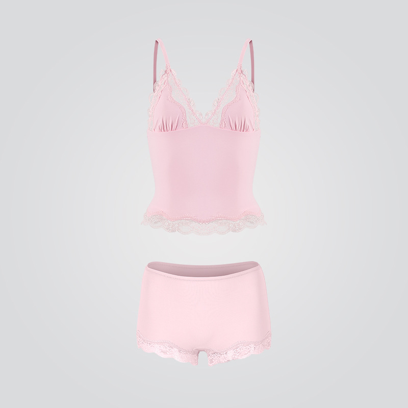 FITS EVERYDODY LACE SET SK性感蕾丝深V无钢圈套装吊带时尚内搭