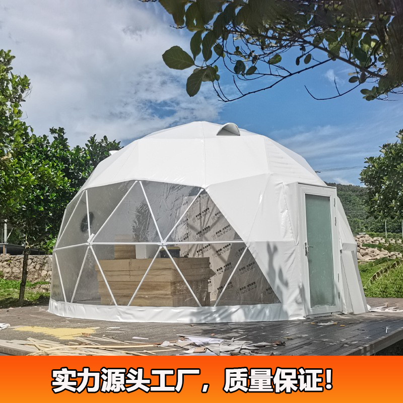 Geodesic dome tent factory 生产6米直径球形篷房酒店帐篷民宿厂