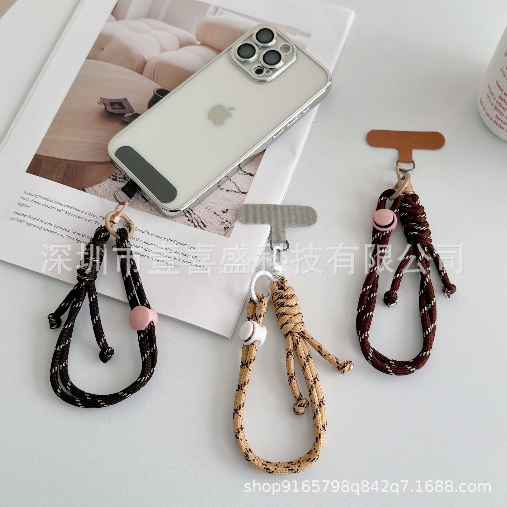 miu系多巴胺彩色个性手机挂绳 包包手提调节弹簧扣打结流苏短挂绳