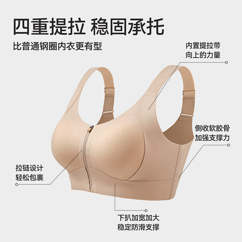 Sports underwear Women's front zipper running shockproof fitness training running yoga vest lifting anti-sagging bra cover