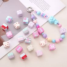 14mm亚克力印花方块珠串珠子手工diy手链项链手机链材料配件散珠