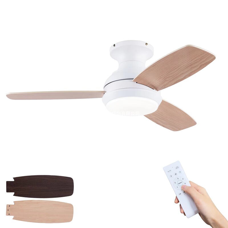 42inch Silent Ceiling Fan with Light Flush Mount Reversible Motor Modern White Ceiling Fan