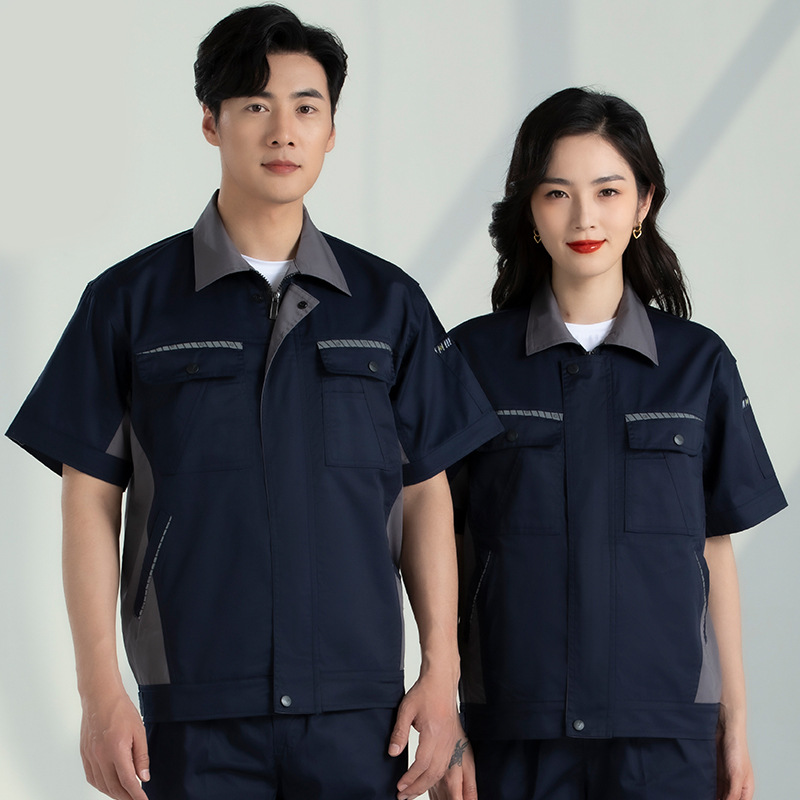 Trajes de trabajo de mangas cortas para hombres desgaste sitio de construcción de reparación de automóviles ropa mecánica y eléctrica fábrica de ropa de seguro laboral personalizada