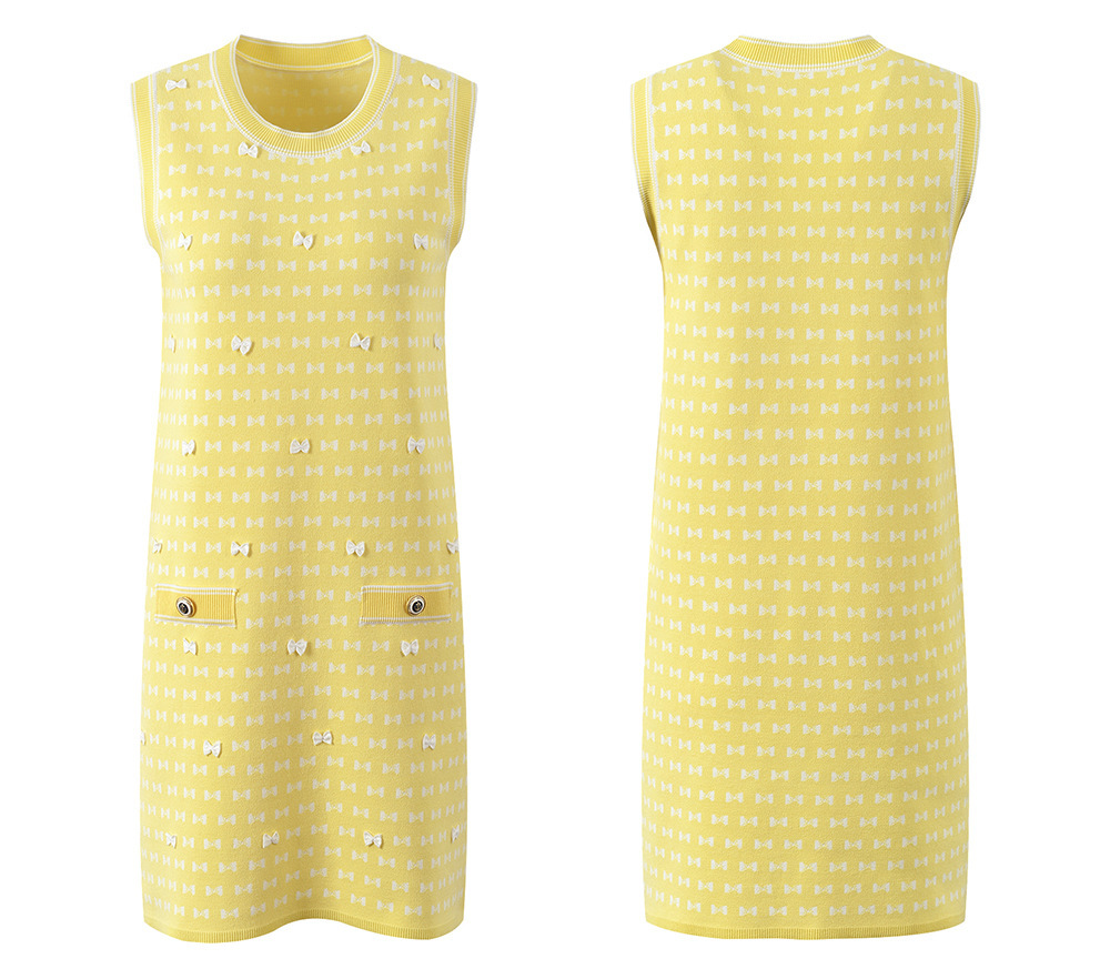 Abito senza maniche con scollo rotondo e stampa a fiocco da donna_voghion.com