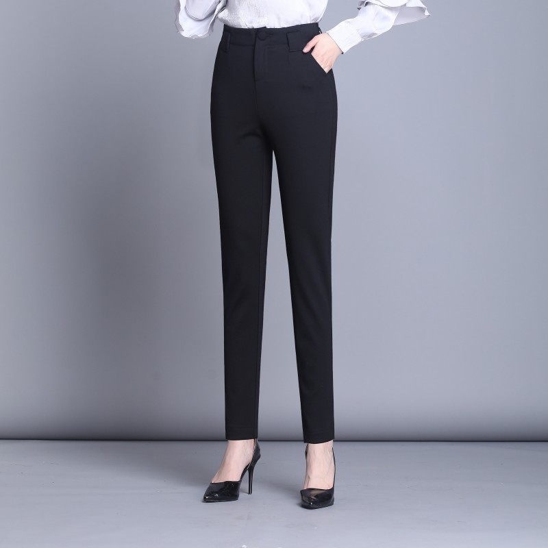 裤子女春秋百搭2023年新款黑色小脚裤高腰弹力休闲西装裤女垂坠感详情4