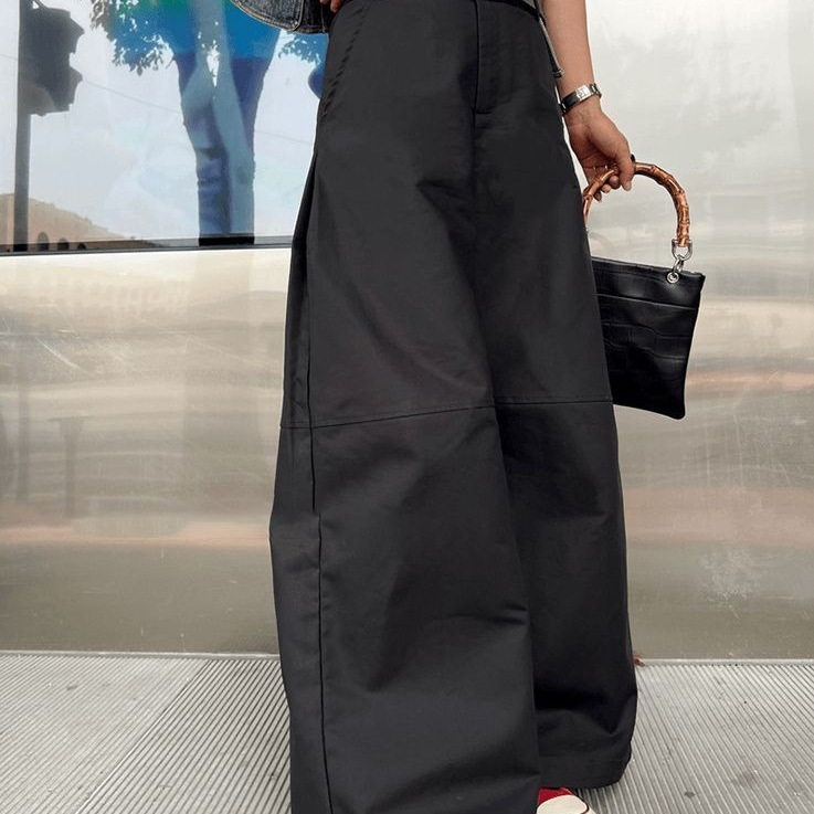 Autumn New Loose Lazy Style Casual Workwear Wide-Leg Pants for Women European Style Straight-Leg Personalized Trousers