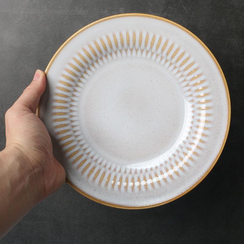 [Artículo Único de la Familia Lu] Plato Creativo para Desayuno [Cerámica de Alta Gama] Plato Blanco con Color Bajo la Esmaltada