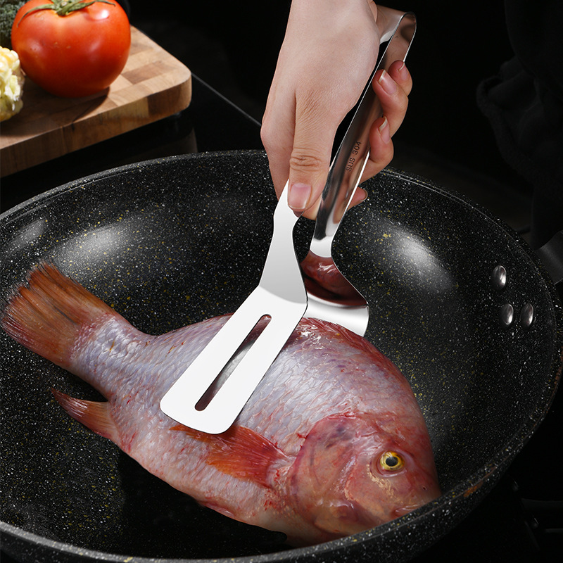 食品トング揚げ魚スパチュラ 304 ステンレス鋼ステーキキッチン食品揚げ特別なバーベキュー肉フライスパチュラ揚げ魚|undefined
