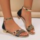 2024 summer cross-border foreign trade new European and American style fashion solid color rhinestone decorative low heel plus size sandals women 43 yards
