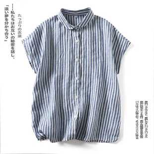 Real Shot Literary Style Loose Slimming All-match Small Round Neck Short-sleeved Top White Shirt Women's Xia Xin