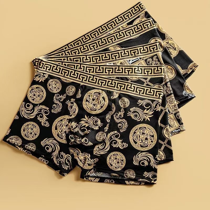5 Pack Luxury Black and Gold Men's Underwear Men's Boxers Summer Breathable plus size Antibacterial Men's Boxer Shorts