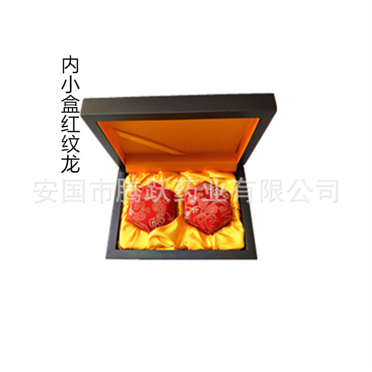 Hexagonal Brocade Wooden Gift Box 2 Pack Empty Pill Storage Case for Herbal Pills and Jewelry in use