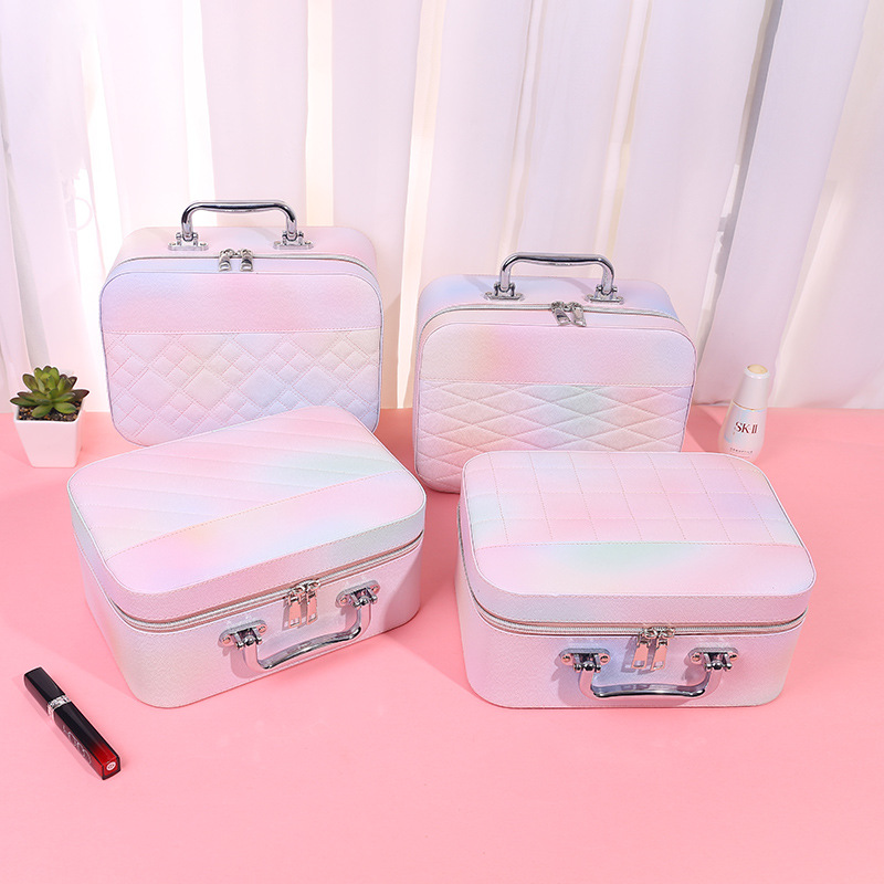 Fresh and Sweet Pu Leather Makeup Storage Bag, Large-Capacity Travel Cosmetic Case, Women's Makeup Bag with Colorful Design