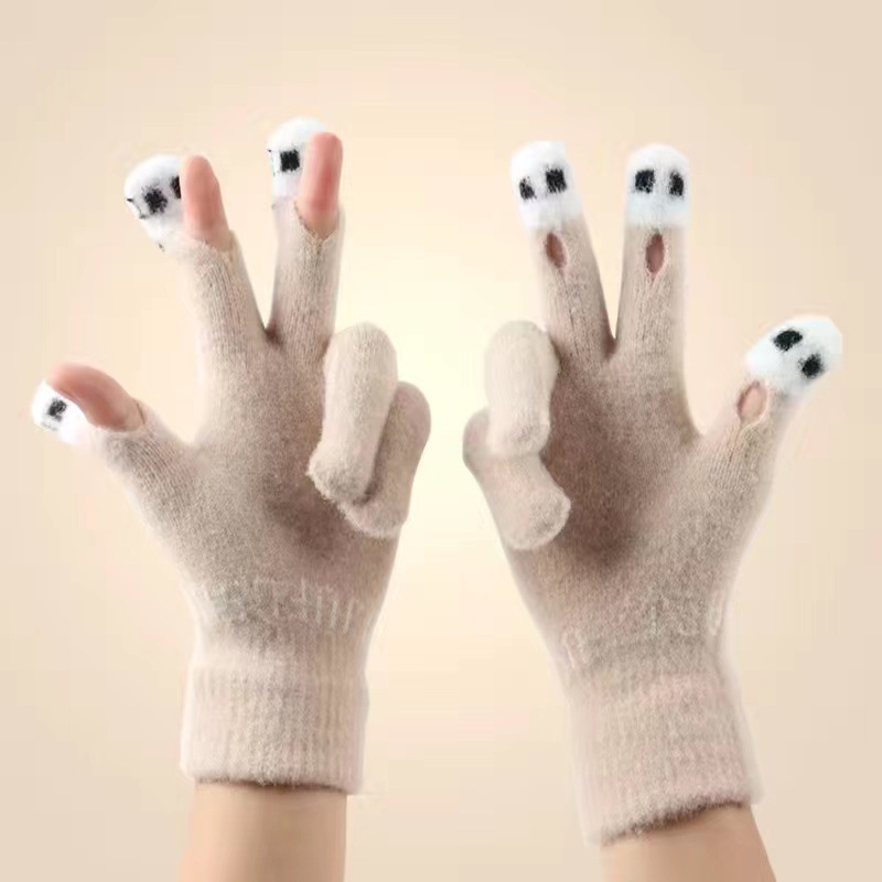 半分の指でカバーする手袋冬のウールのニットの手袋のタッチパネルを厚くして保温します。|undefined
