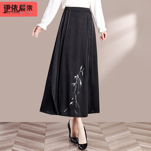 Physical Store Wholesale Summer National Style Half-Length Horse-Faced Skirt 2025 New Middle-Aged Mother Elegant New Chinoiserie Skirt