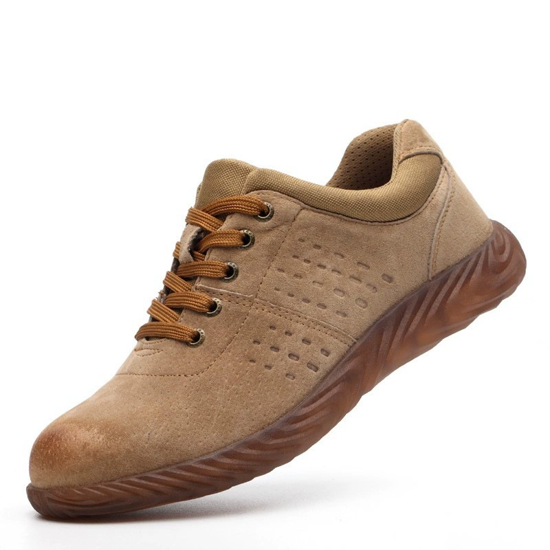 Весенне-осенние защитные ботинки для трансграничной торговли, противоударные и антипрокольные, из дышащей телячьей кожи, нескользящие рабочие ботинки со стальным носком