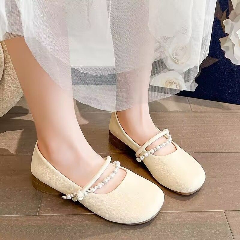 Zapatos franceses de cuero suave con falda zapatos de mujer primavera y verano 2026 nuevos zapatos de Mary Jane con zapatos planos