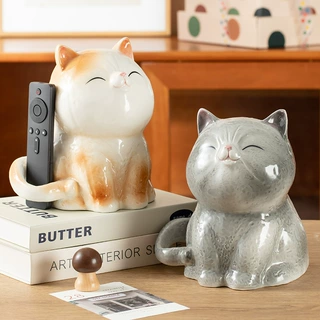 陶瓷工艺品可爱呆萌小猫车载桌面设计感摆件简约轻奢创意抽纸盒