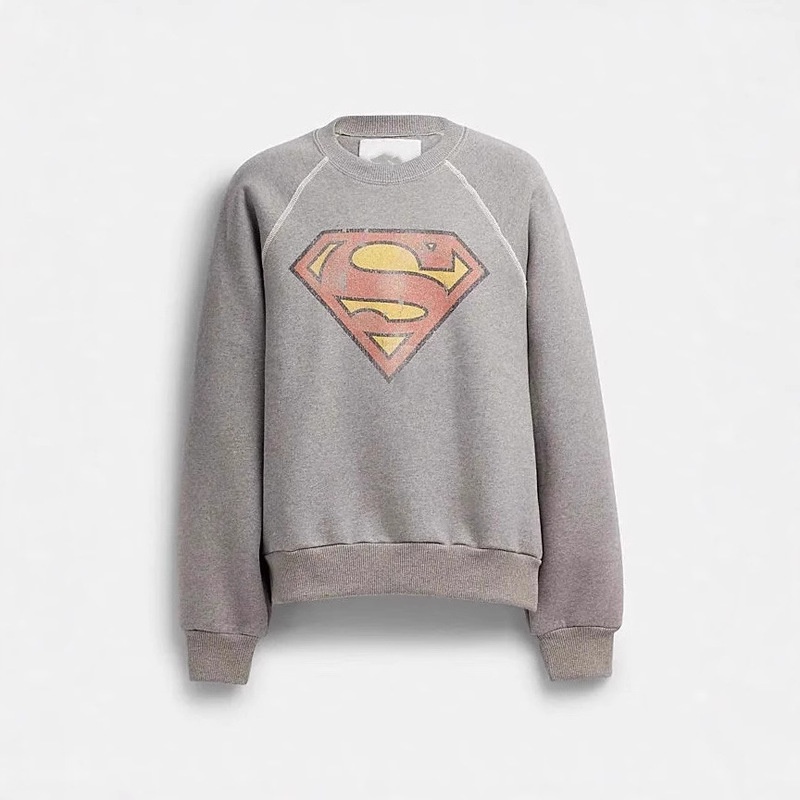 CH Coke Winter New fleece-lined Knitted Crewneck Superman Printed Old Logo Couples Sweater