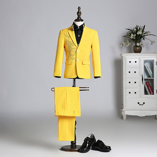 2023 Summer new British children's small suit Boy's suit suit three-piece small host catwalk clothing