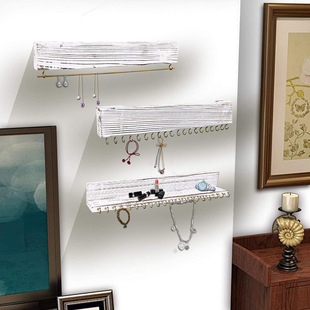 Large Wall-Mounted Hanging Jewelry Storage 3-Piece Set Detachable Bracelet Rod Wooden Necklace Rack Jewelry Hook