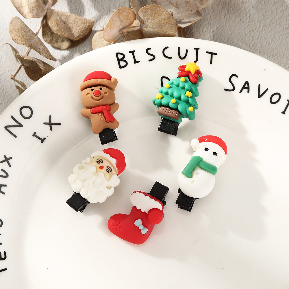 Christmas Festival Christmas Cute Women's Christmas Tree Snowman Elk Plastic Hair Clip