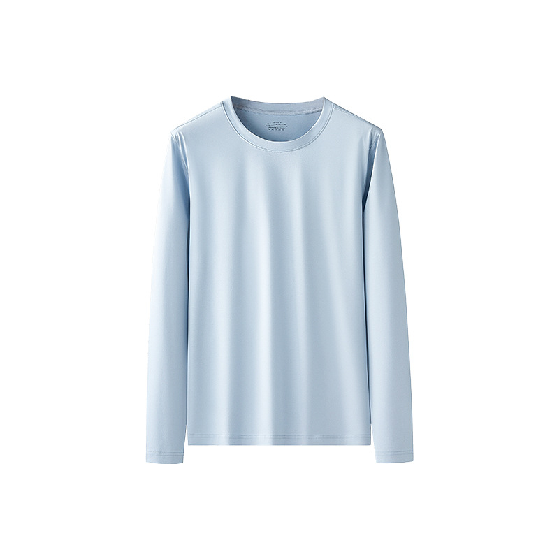 Camiseta de Manga Larga con Cuello Redondo Informal y Delgada para Hombre, de Algodón Mercerizado, para Primavera y Verano, Ideal para Salir en Otoño