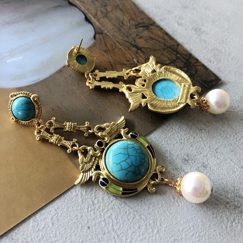 Fashion Style Nihaojewelry Jewelry Wholesale Enamel Turquoise Long Earrings