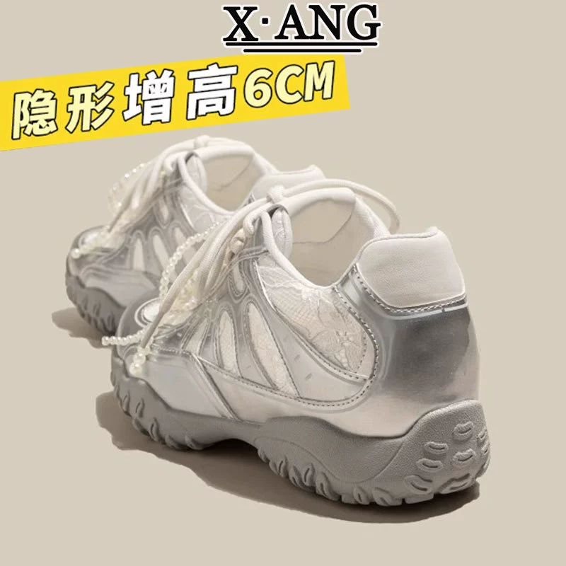 Кожа выше, немецкая обувь, женская обувь, толстая подошва, маленькая белая обувь, летняя новая сетка, дышащая повседневная обувь